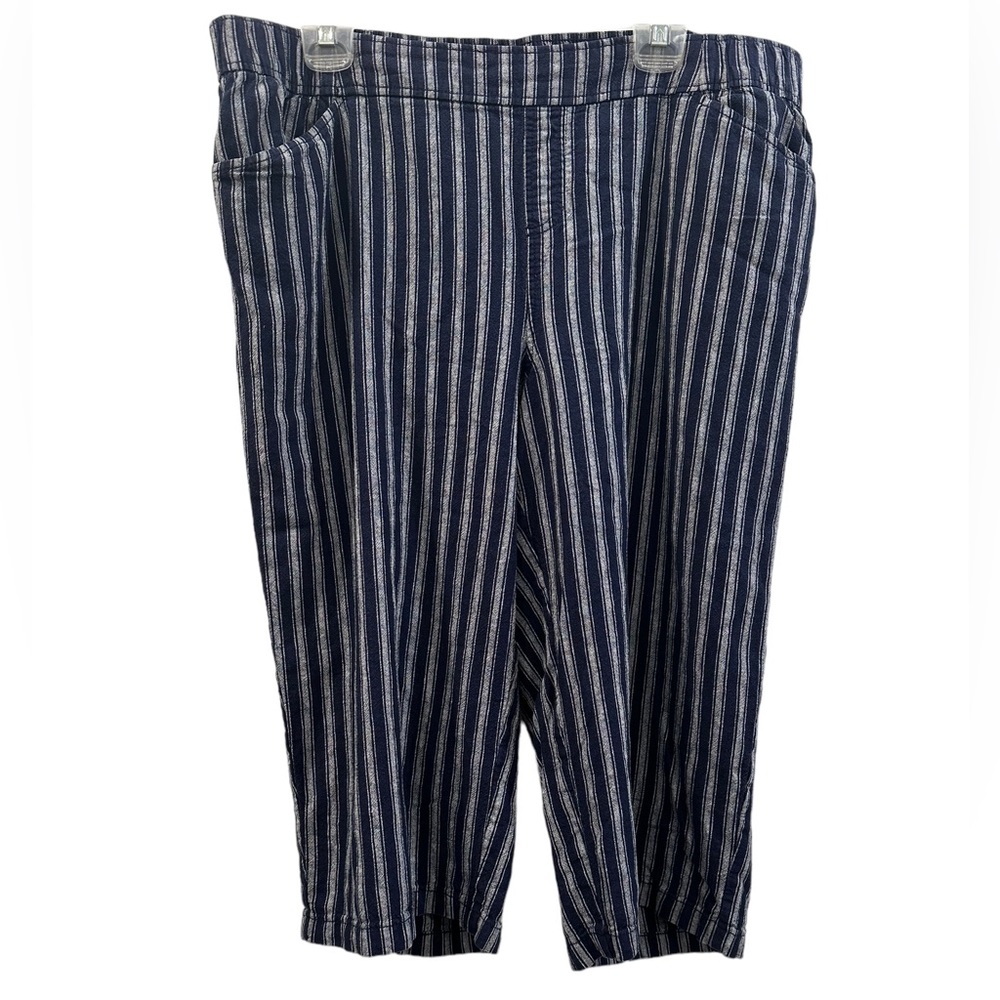 Lane Bryant plus size striped cropped linen blend pants size 18 EUC